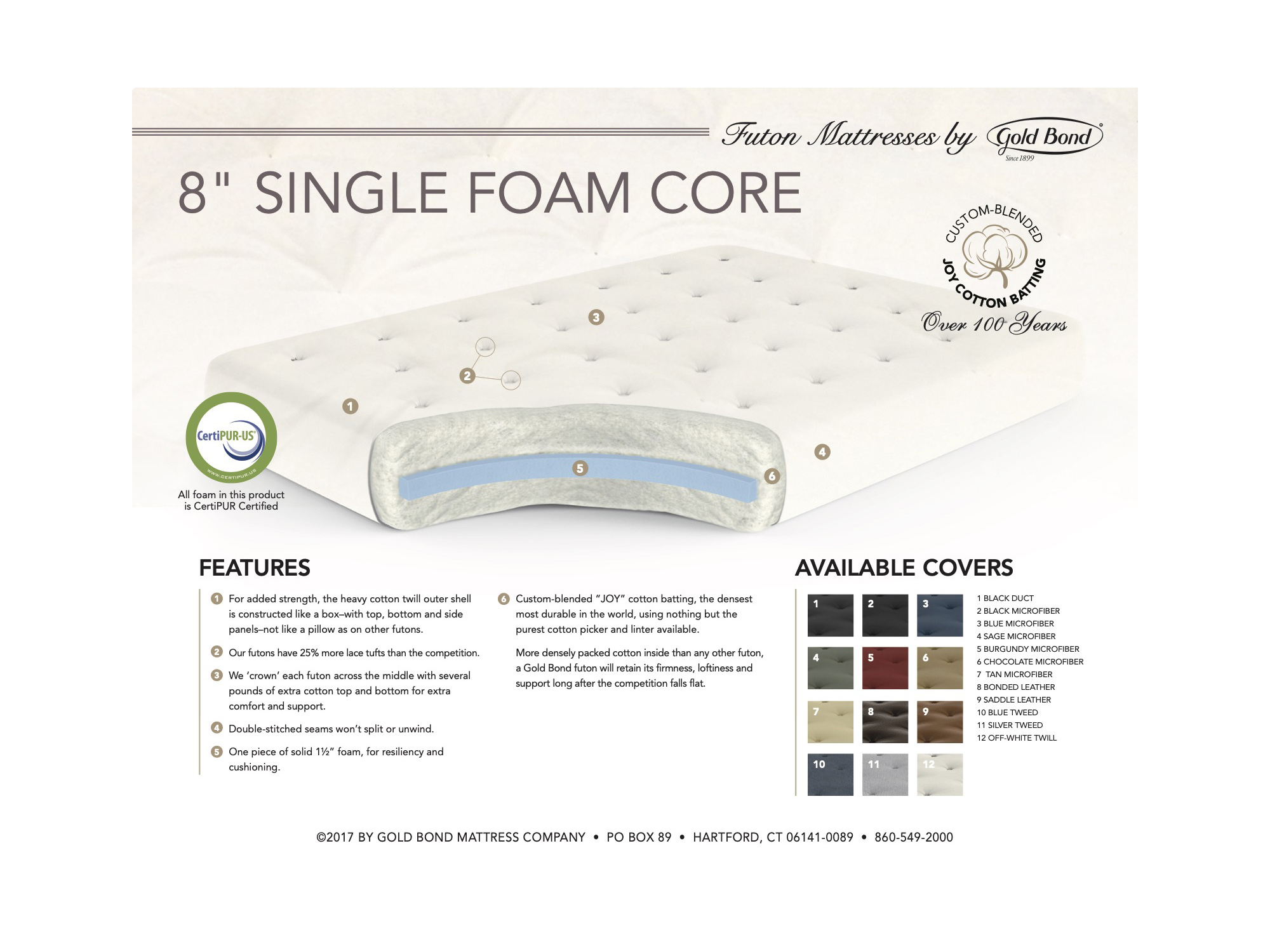 8 single foam futon